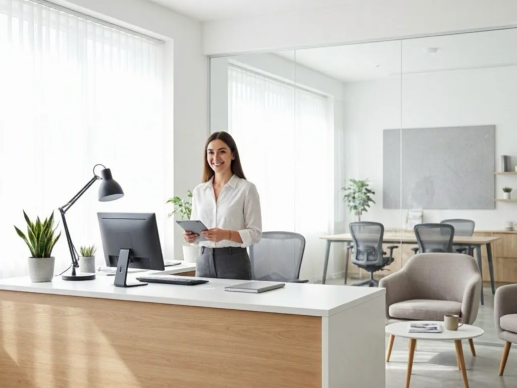 Person reviewing search reports on a laptop in an office