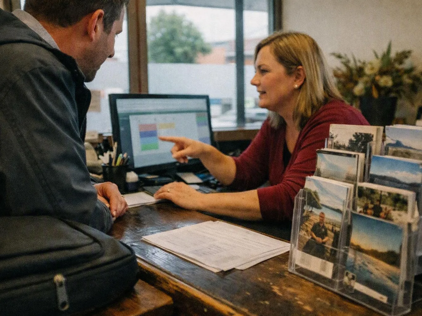 Online store owner packing orders in a small shop